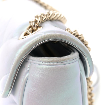 Iridescent Nappa Chevron Matelasse Small GG Marmont Shoulder Bag Iridescent Snow Light Blue