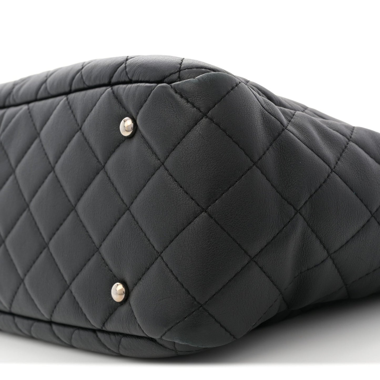 Calfskin Quilted Ultra Pocket Shopping Tote Black