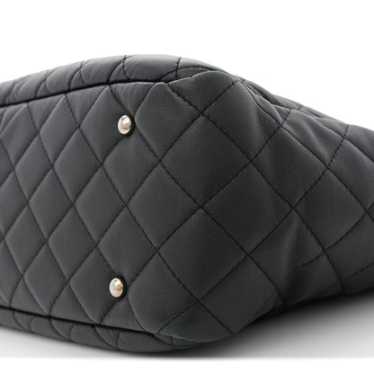 Calfskin Quilted Ultra Pocket Shopping Tote Black