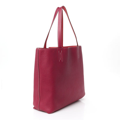 Taurillon Clemence Double Sens 36 Reversible Tote Rubis Bougainvillea