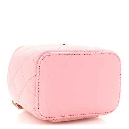 Caviar Quilted Mini Vanity Case With Chain Pink