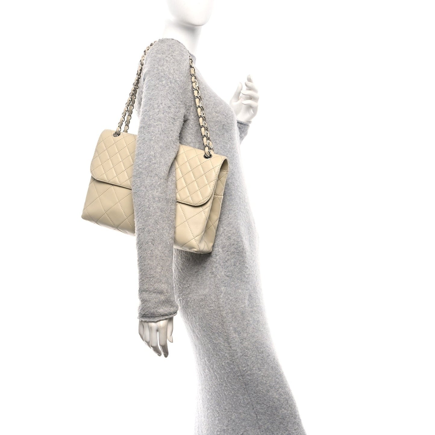 Calfskin Quilted In the Business Flap Bag Light Beige