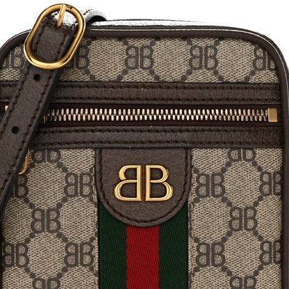X BALENCIAGA BB Supreme Monogram Web Mini Ophidia Messenger Beige New Acero