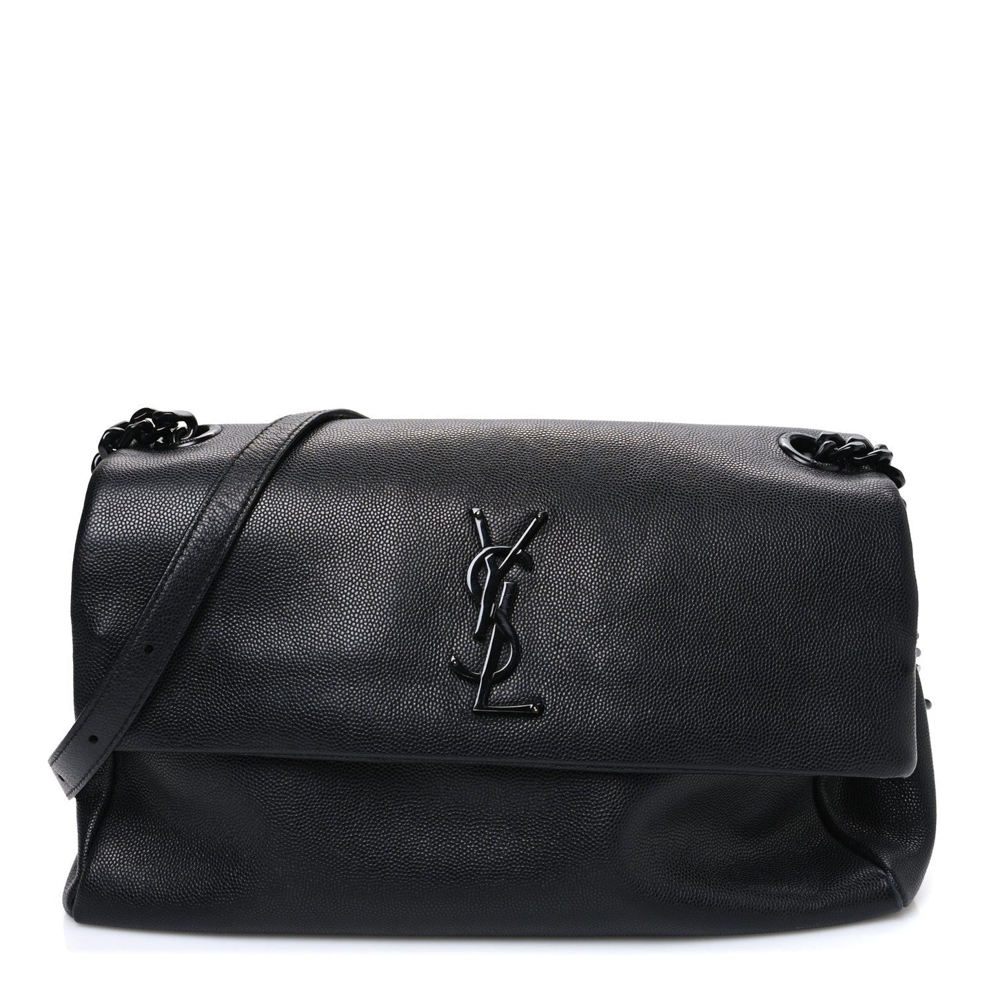 Grain De Poudre Medium West Hollywood Monogram Fold-Over Bag Black