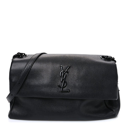 Grain De Poudre Medium West Hollywood Monogram Fold-Over Bag Black