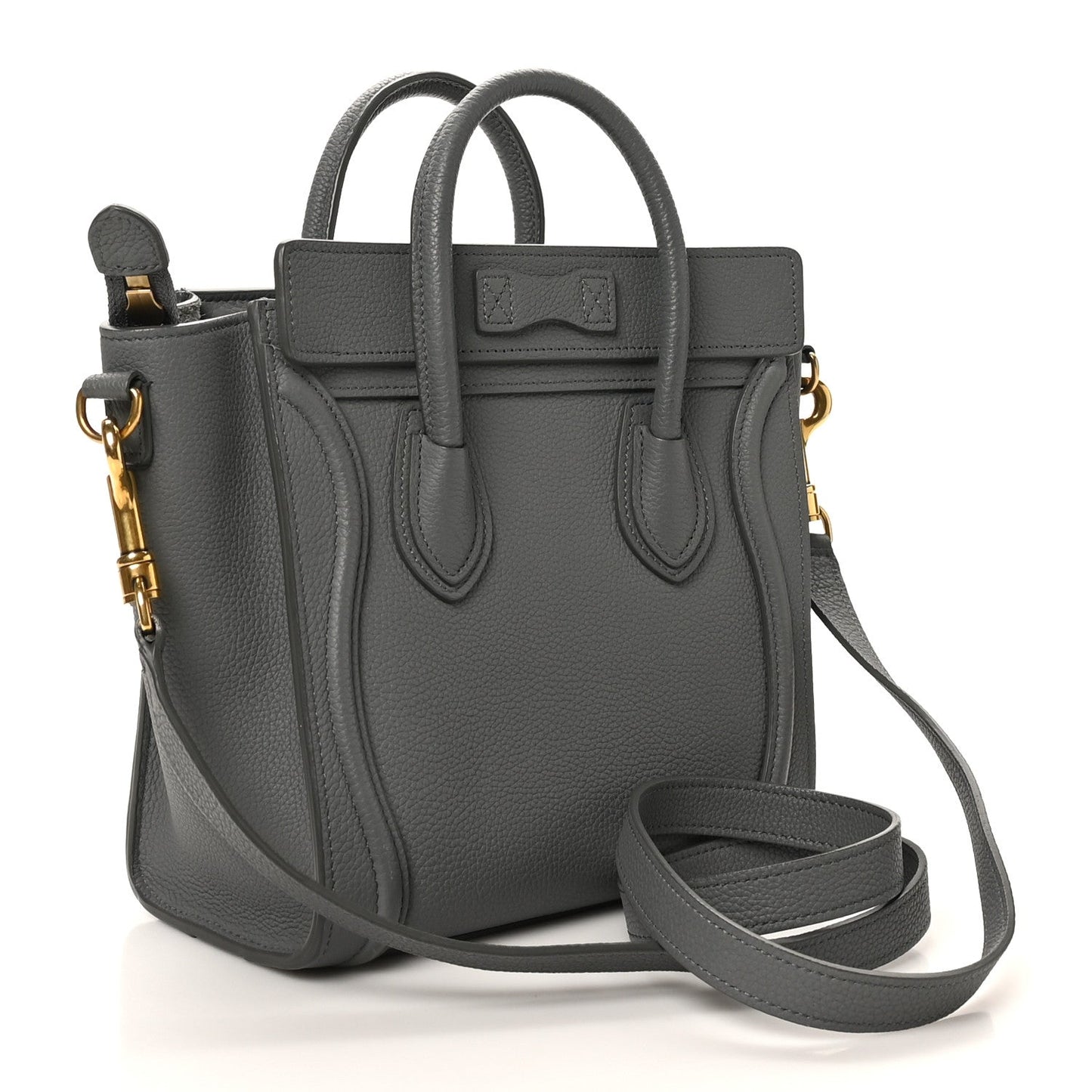Drummed Calfskin Nano Luggage Kohl