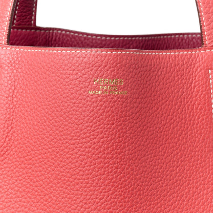 Taurillon Clemence Double Sens 36 Reversible Tote Rubis Bougainvillea