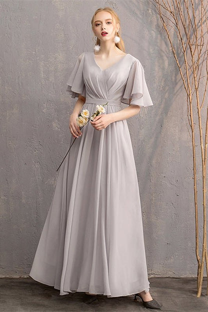 4 Styles Rust Orange Chiffon Long Mismatched Bridesmaid Dresses