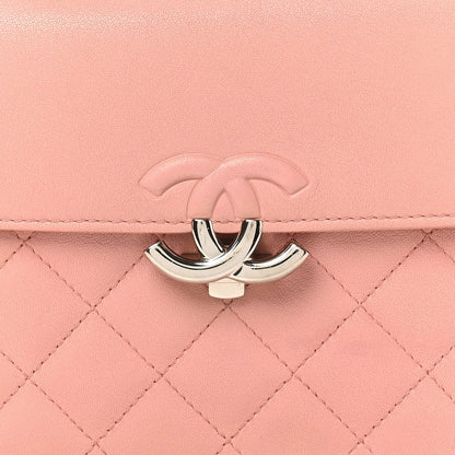 Goatskin Quilted Small CC Box Flap Pink