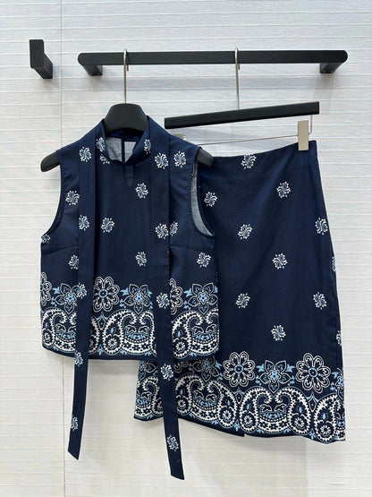 MIUMIU SLEEVELESS TOP AND SKIRT SET 264444