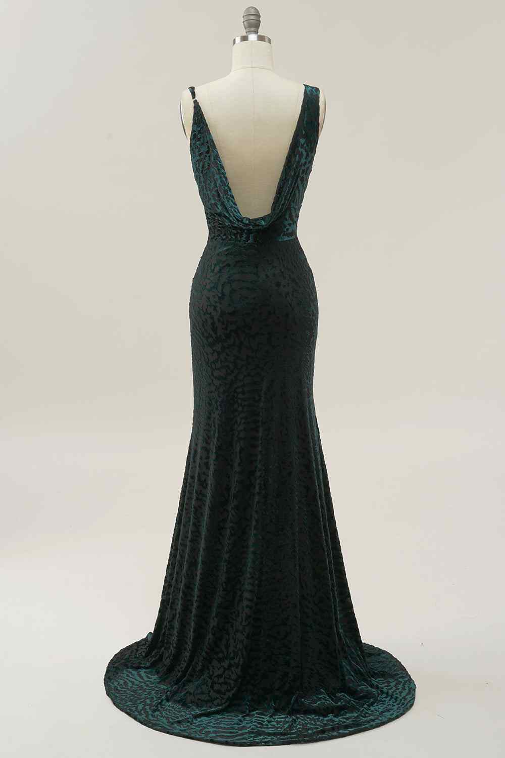 Asymmetrical Straps Backless Mermaid Velvet Prom Party Dress