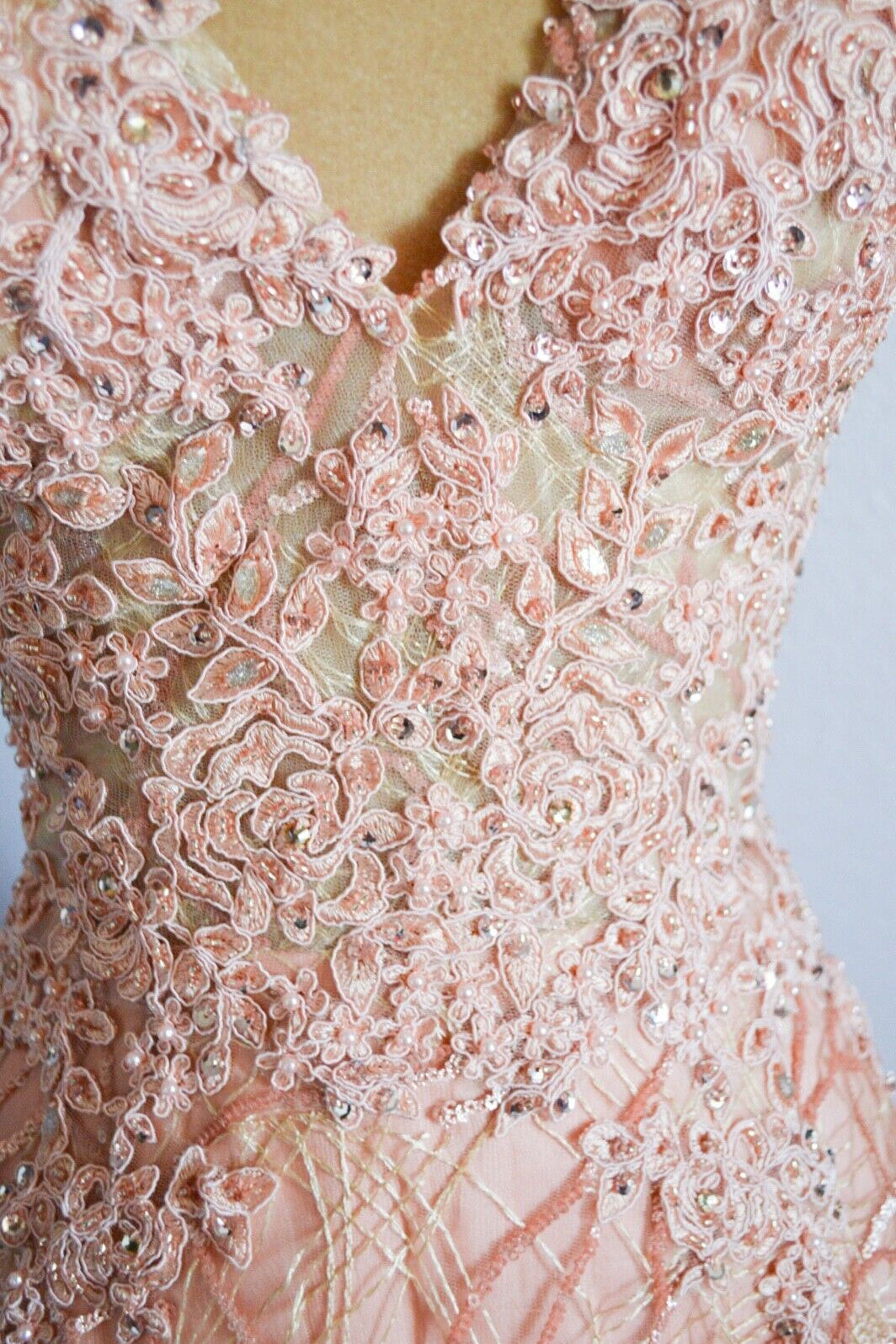 V-Neck Spaghetti Straps A-Line Appliques Prom Party Dress