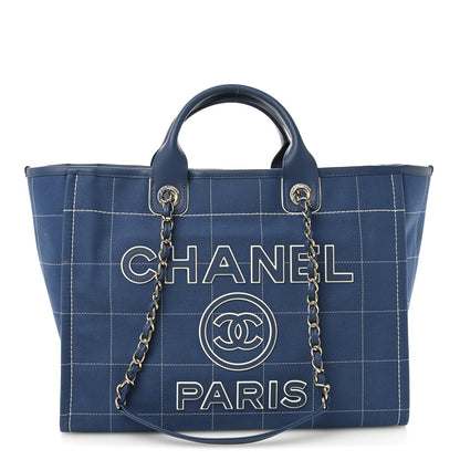 Cotton Medium Deauville Tote Blue White