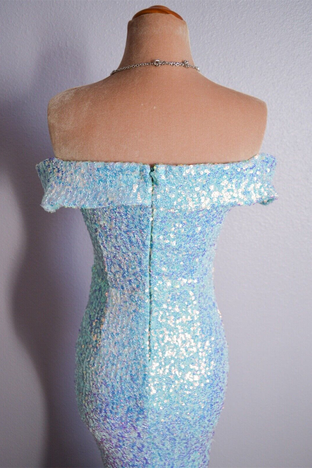 Sparkly Off-Shoulder Mermaid Party Prom Dress With Slit