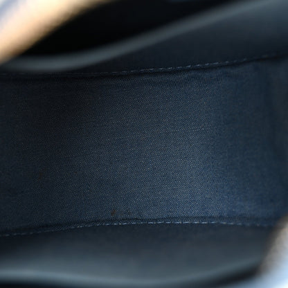 Denim Quilted Round Pearl Crush Clutch With Chain Blue