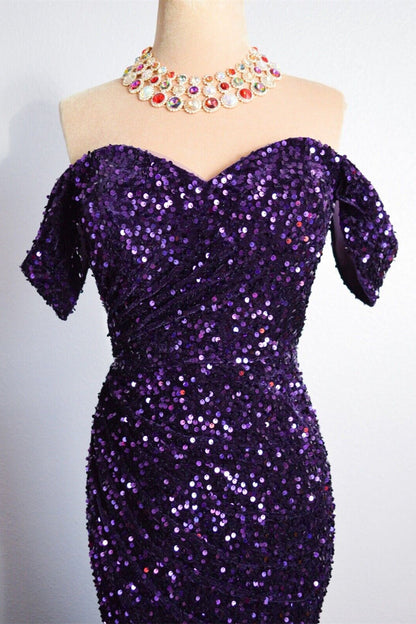 Sweetheart Off-Shoulder Fully Sequin Mermaid Party Prom Dress