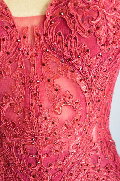 Sweetheart Straps Lace Appliques Prom Dress With Tulle Train