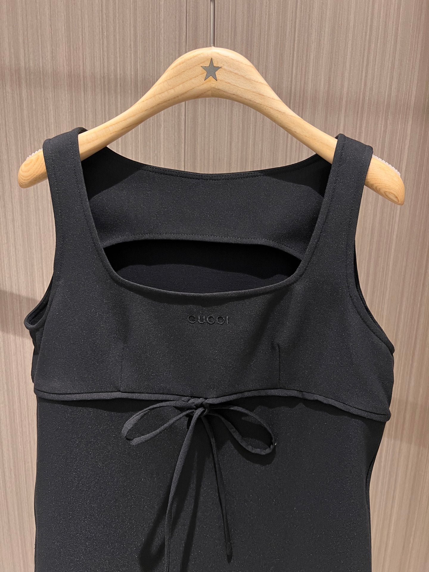 Gucci Vest Dress With Lace-up Bowknot Black Polyester Fiber