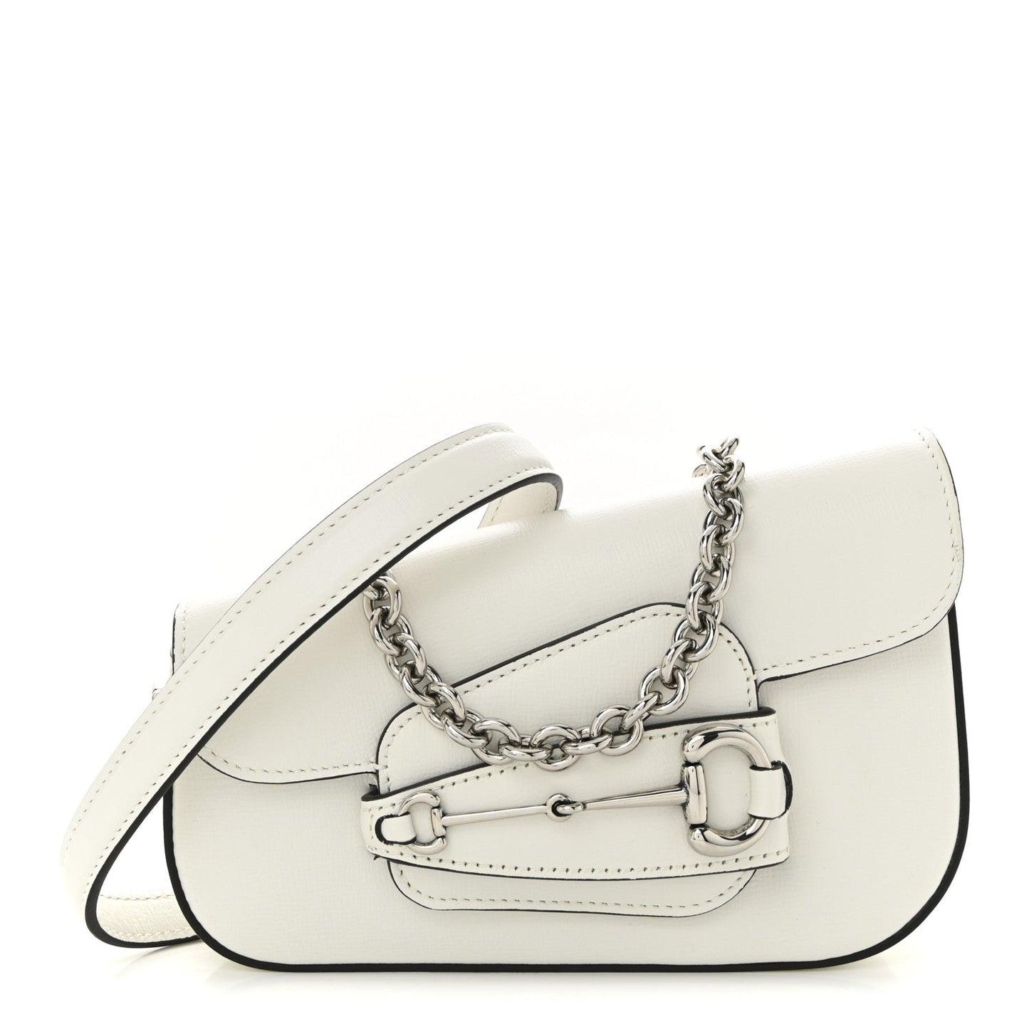 Demetra Mini Horsebit 1955 Asymmetric Shoulder Bag Great White
