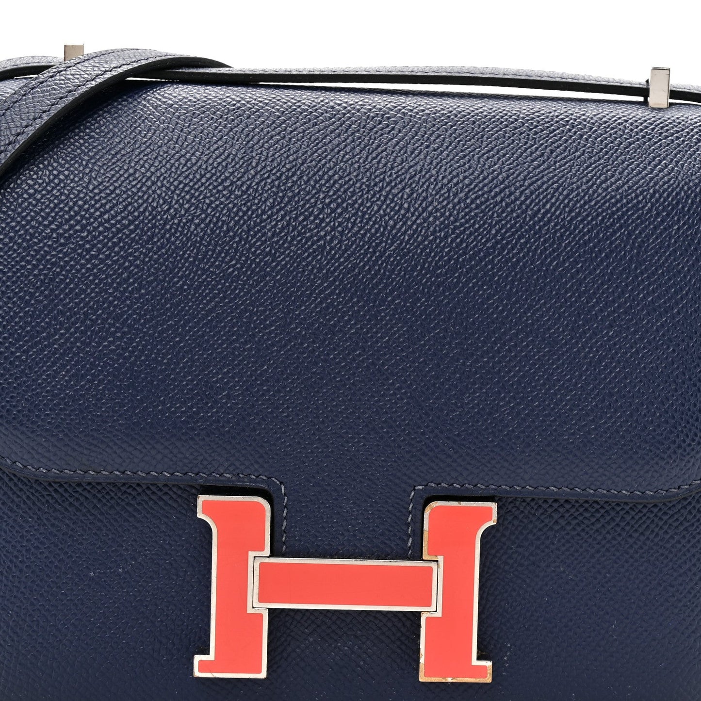 Epsom Enamel Constance 18 Bleu Saphir Orange Poppy