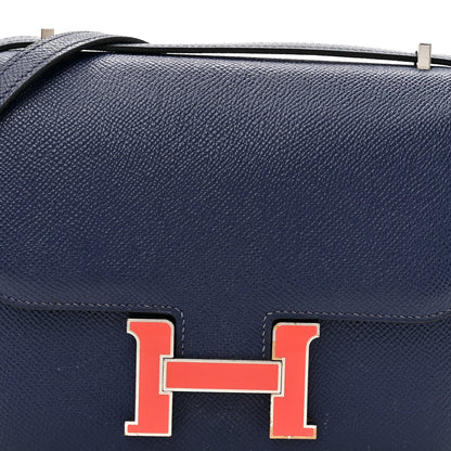 Epsom Enamel Constance 18 Bleu Saphir Orange Poppy