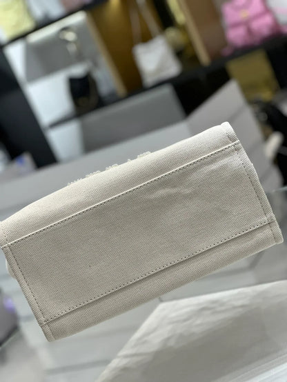 Chanel Natural Canvas and Tan Leather Large Pearl Deauville Tote - 30x39x22cm