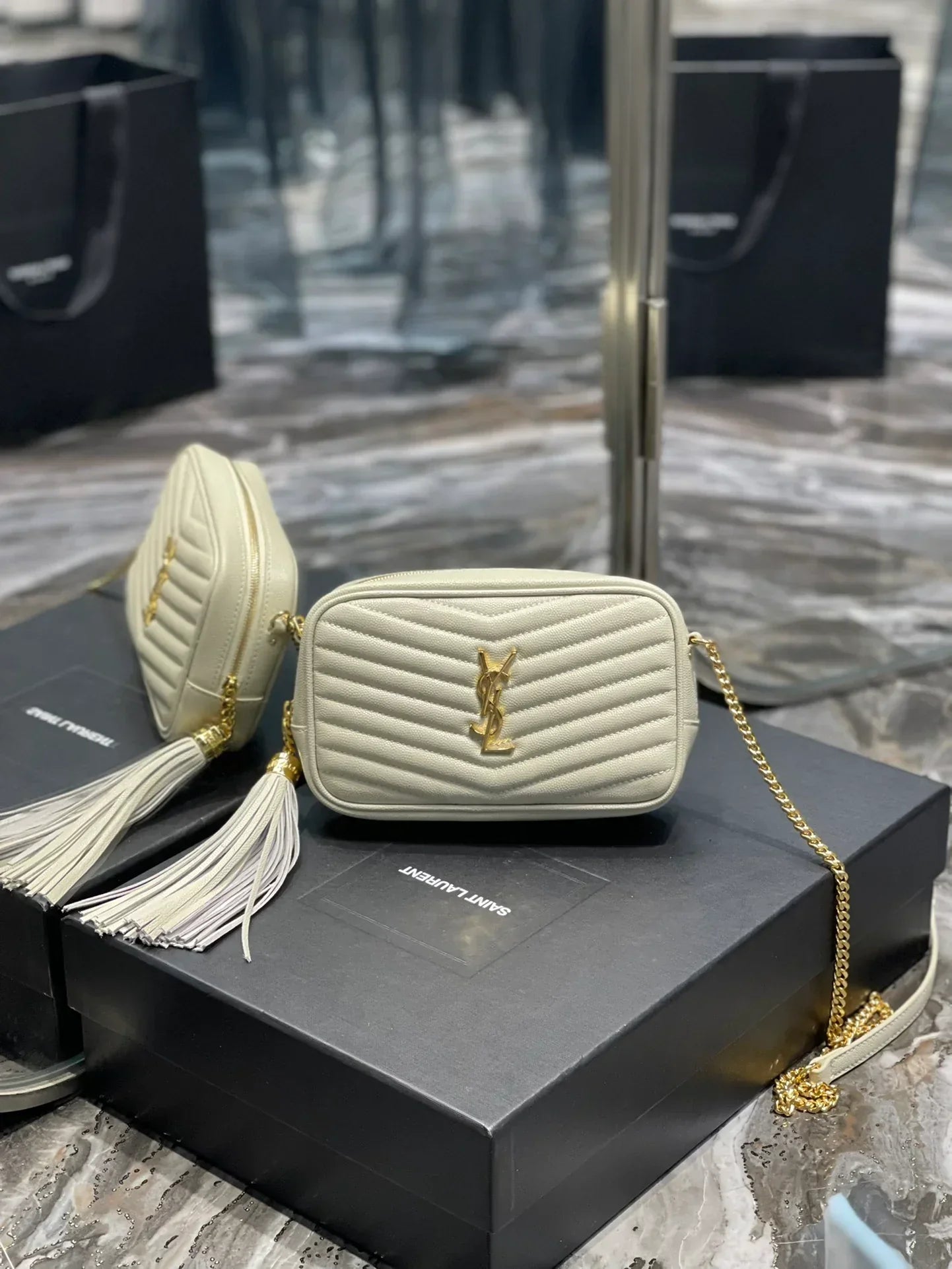Ysl Loulou Mini Camera Bag 18cm White