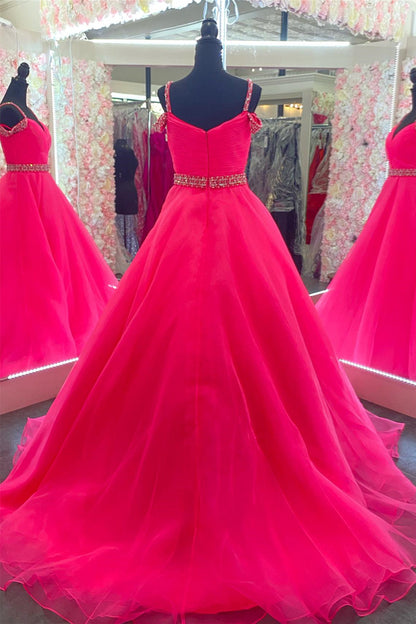White Off-the-Shoulder Beaded A-line Tulle Long Prom Dress