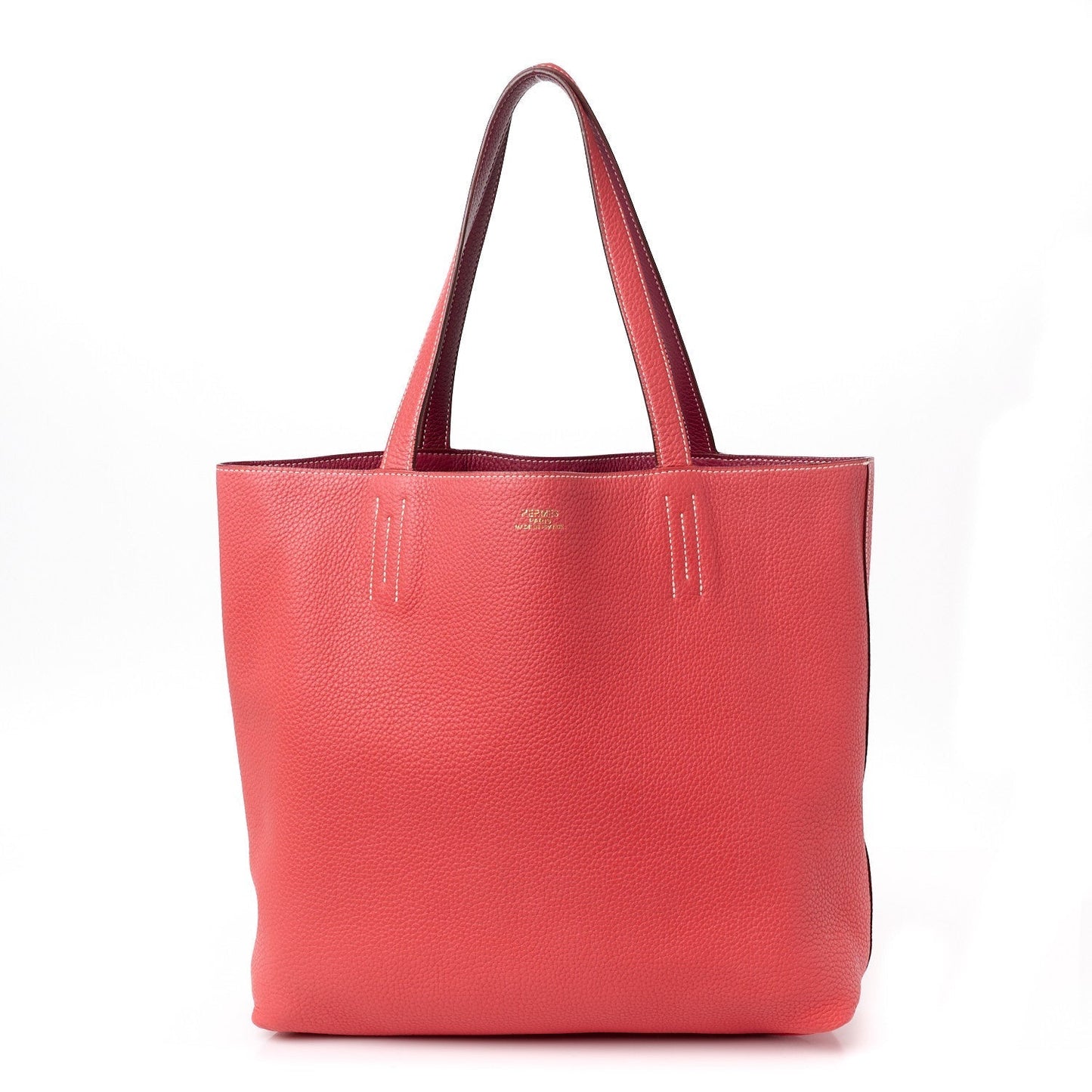Taurillon Clemence Double Sens 36 Reversible Tote Rubis Bougainvillea