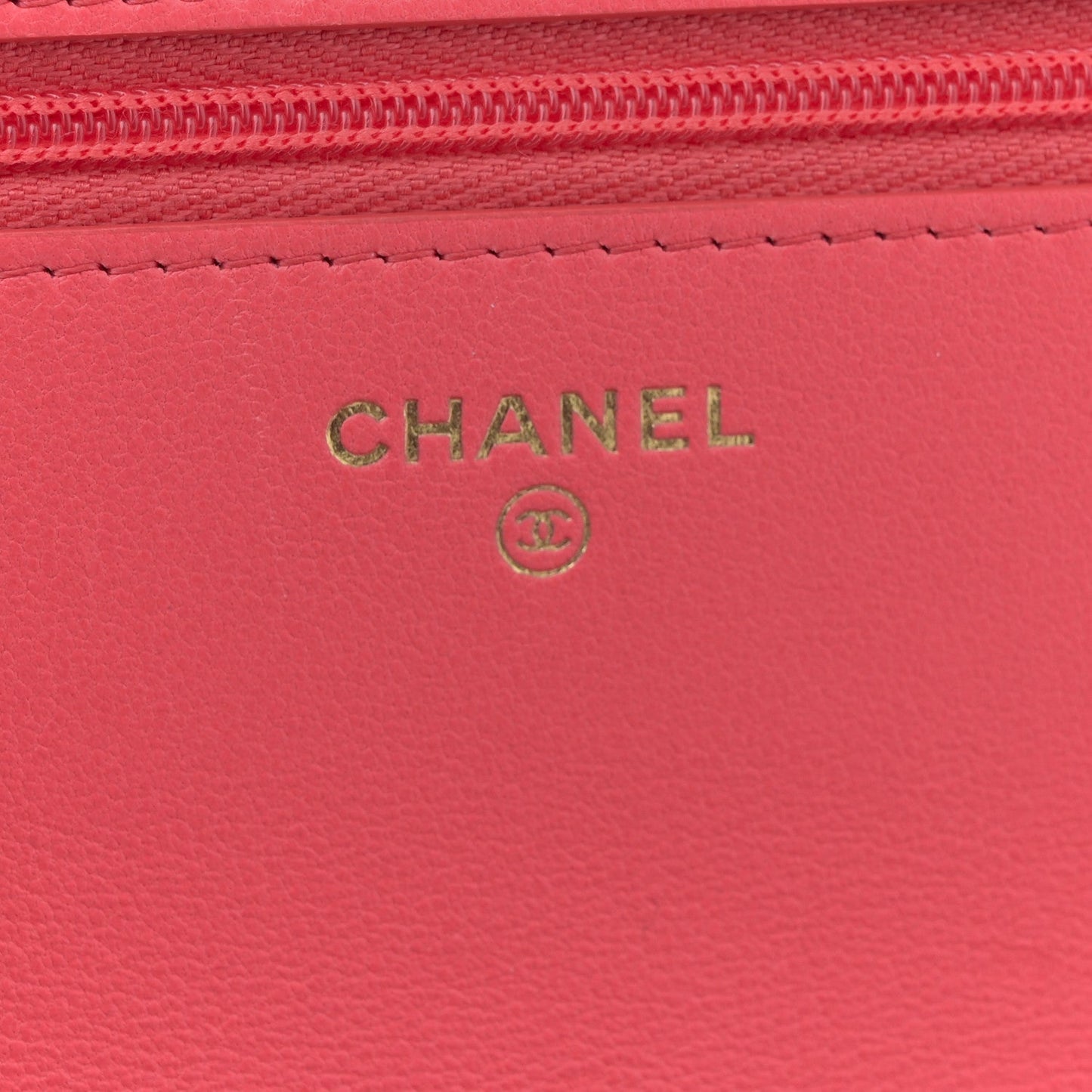 Lambskin Quilted Sweet Camellia Wallet On Chain WOC Coral