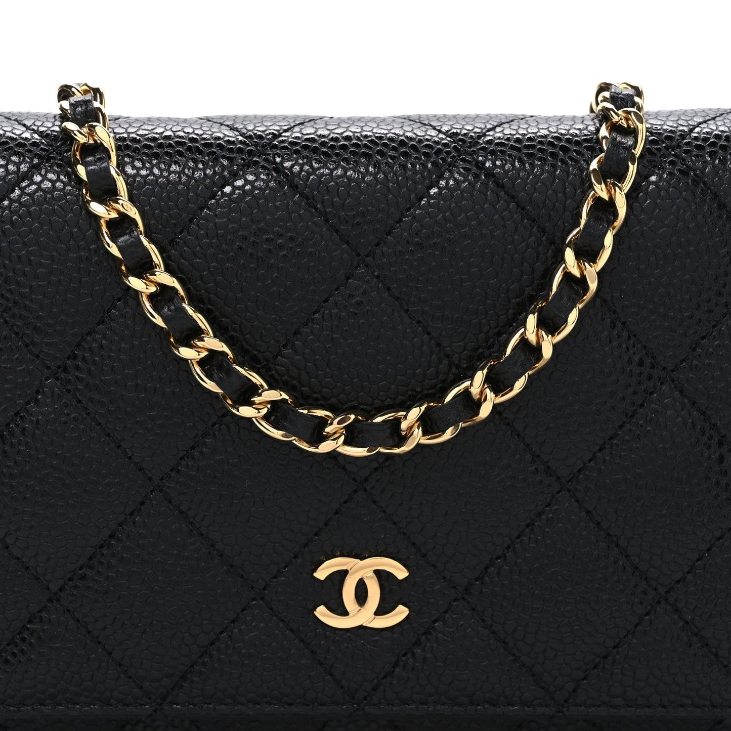 Caviar Quilted Wallet On Chain WOC Black