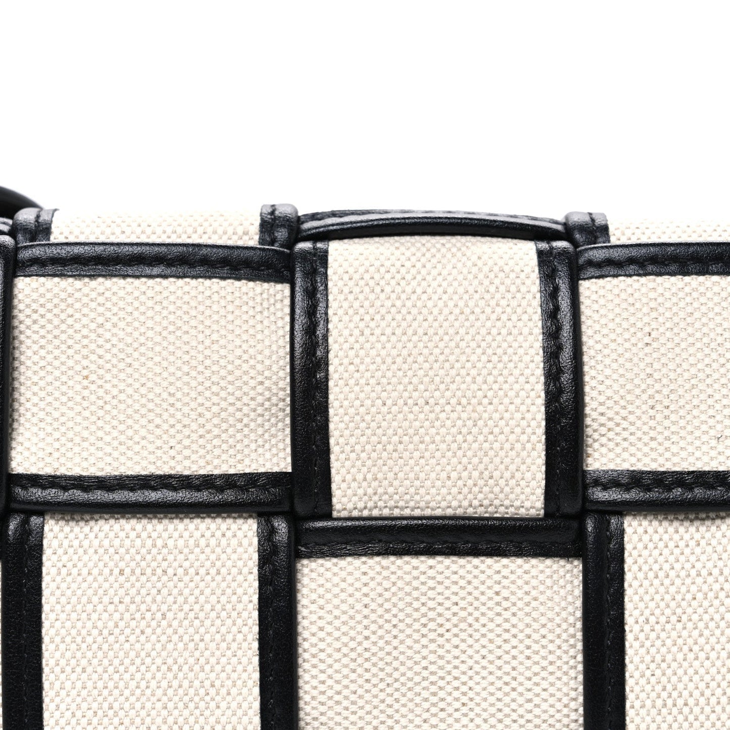 Canvas Intrecciato Padded Cassette Crossbody Bag Natural Black