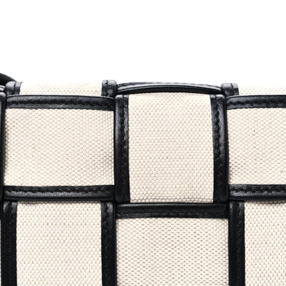 Canvas Intrecciato Padded Cassette Crossbody Bag Natural Black