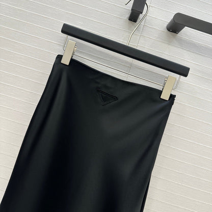 Prada 25 Fishtail Dress Black Acetate Polyester