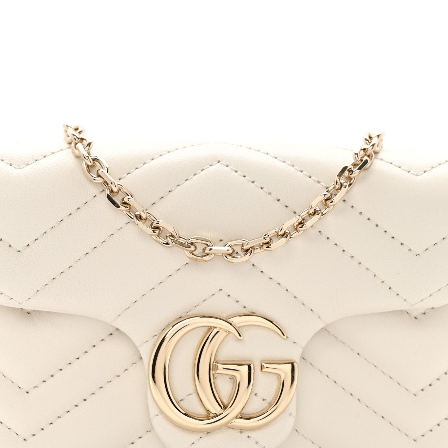 Lambskin Matelasse Mini GG Marmont Shoulder Bag White