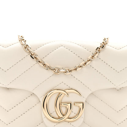 Lambskin Matelasse Mini GG Marmont Shoulder Bag White