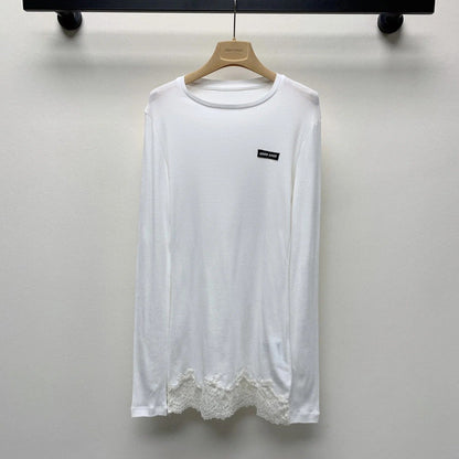 MIUMIU LIGHTWEIGHT BREATHABLE LACE TEE 268130