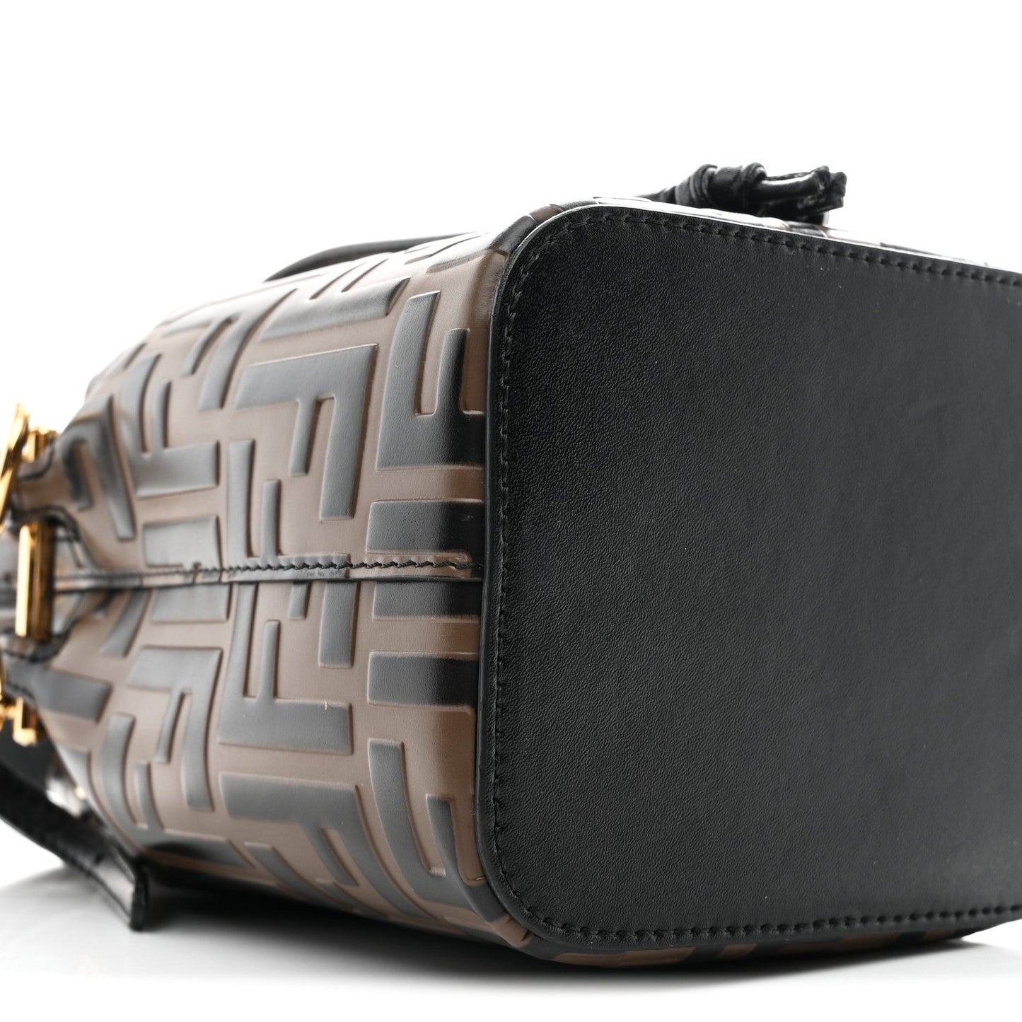 Vitello Liberty F is Fendi Bi-Color FF 1974 Embossed Mini Mon Tresor Bucket Bag Maya Black