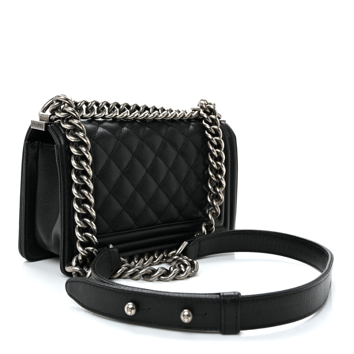 Caviar Quilted Small Boy Flap Black