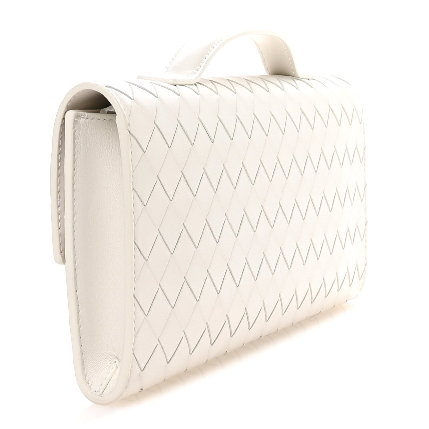 Nappa Intrecciato Long Andiamo Top Handle Clutch White