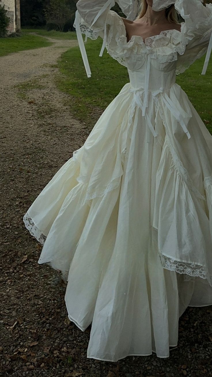 Princess A Line Long Sleeve Tiered Ivory Satin Long Party Dress Evening Dress SH2860