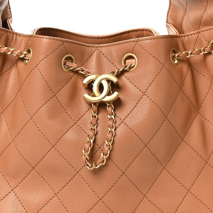 Caviar Quilted Small Chanel 25 Handbag Brown