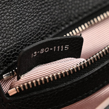 Grained Calfskin Small Diorama Flap Bag Black