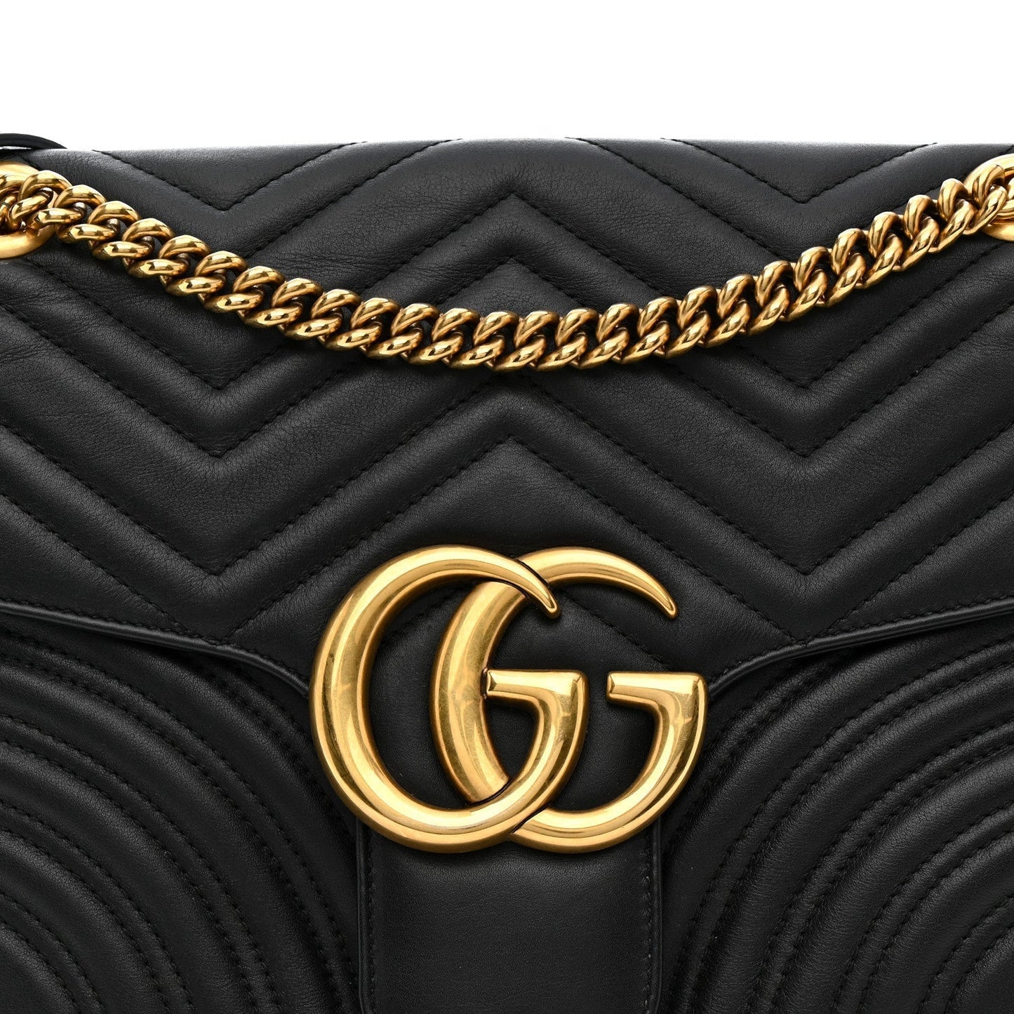 Calfskin Matelasse Medium GG Marmont Shoulder Bag Black