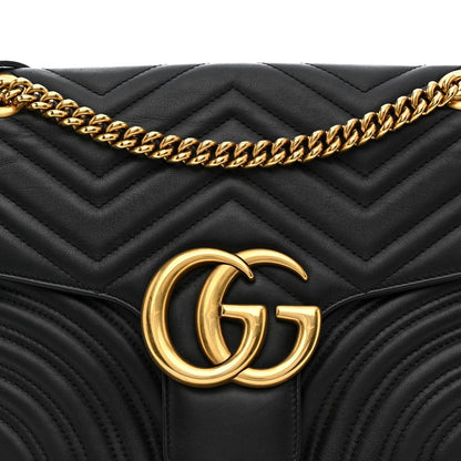 Calfskin Matelasse Medium GG Marmont Shoulder Bag Black