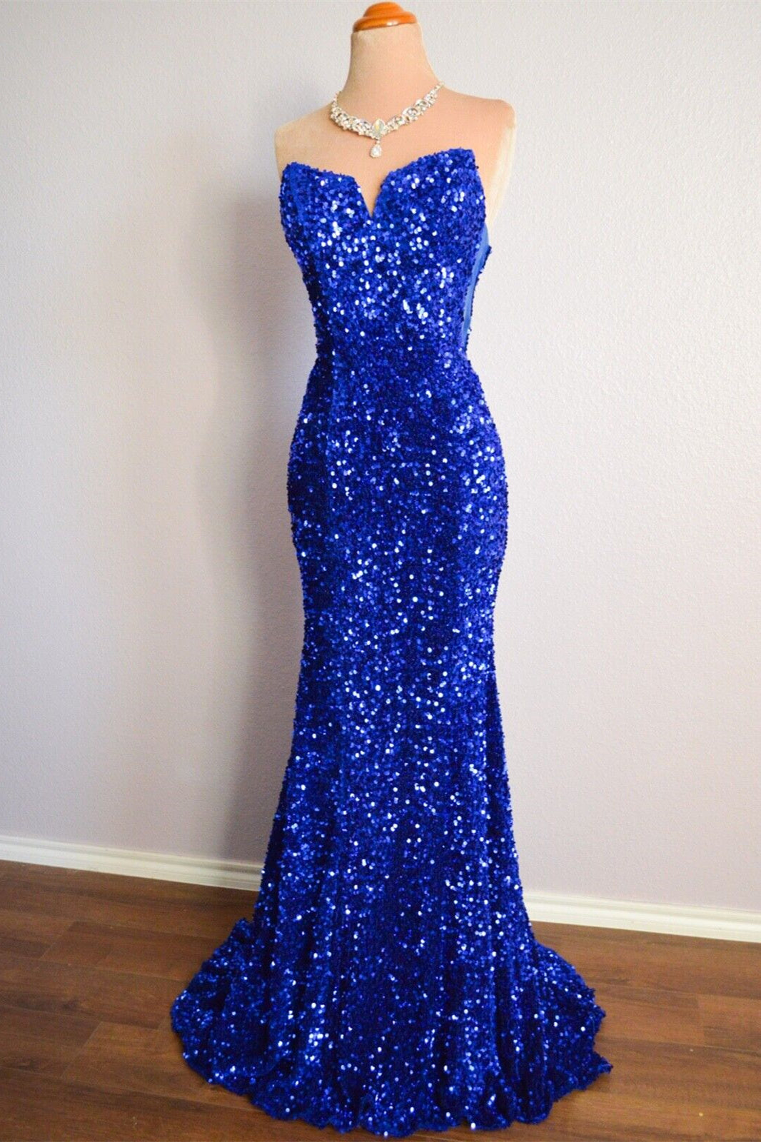 Strapless Empire Mermaid Fully Sequin Prom Party Dress