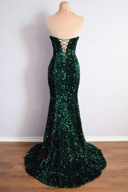 Strapless Empire Mermaid Fully Sequin Prom Party Dress