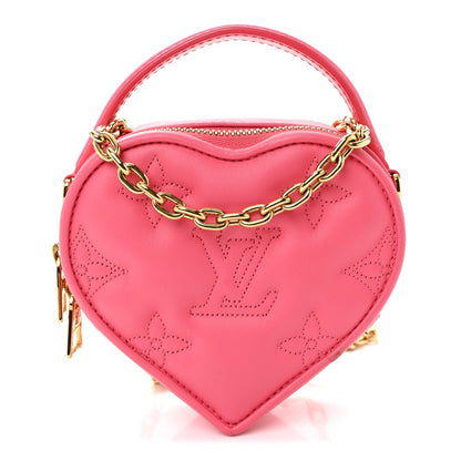 Calfskin Embroidered Monogram Pop My Heart Bag Pouch Dragon Fruit Pink