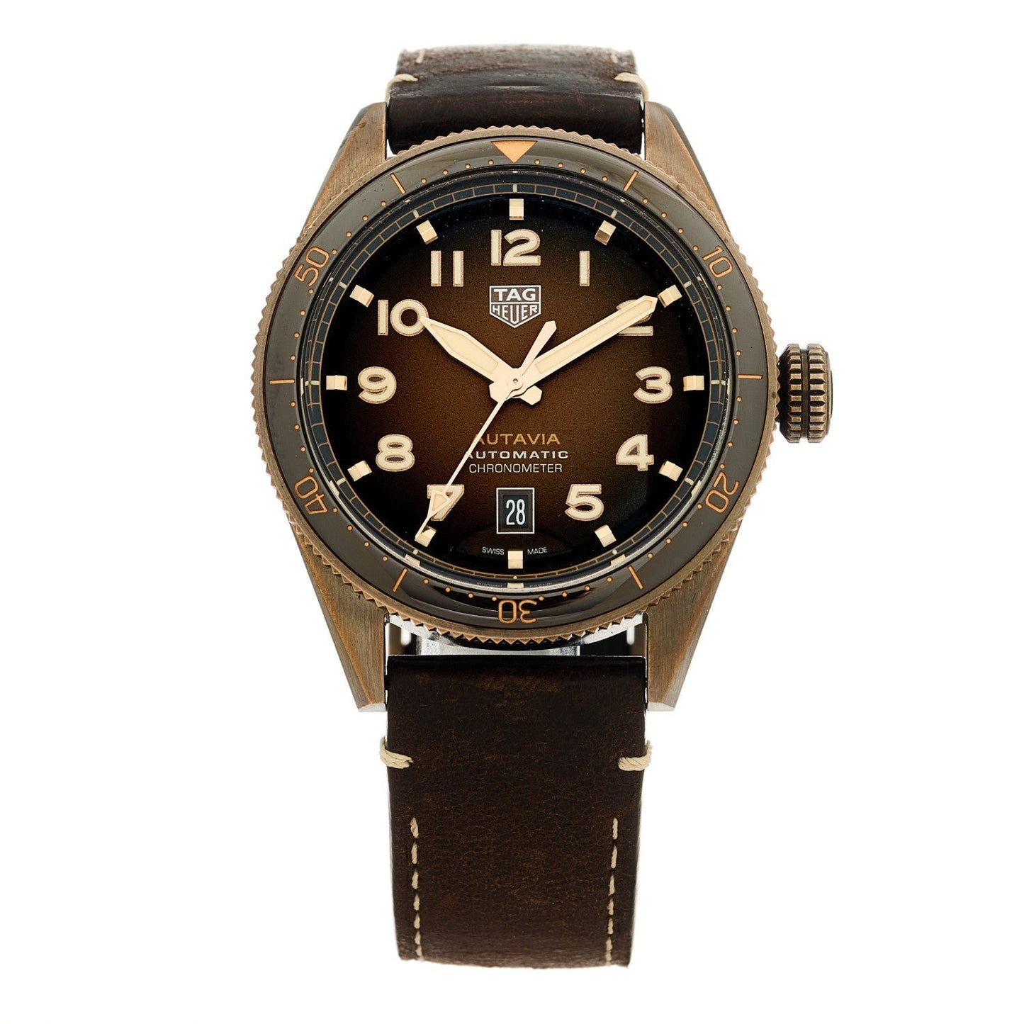 Bronze Calfskin 41mm Autavia Automatic Watch Brown WBE5191