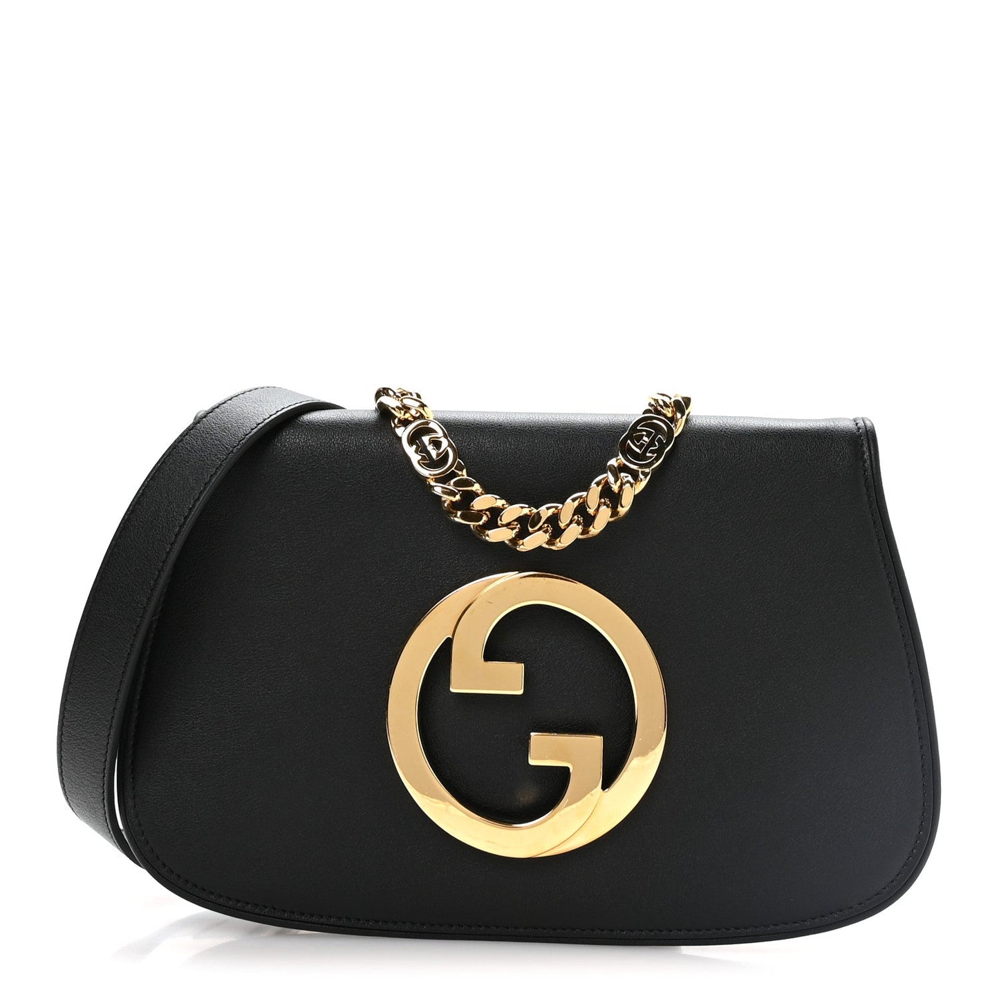 Roxy Calfskin Blondie Chain Shoulder Flap Bag Black